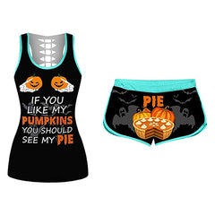 Trendy Halloween Pumpkin Print Set-
