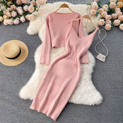 Trendy Vintage Two-Piece V-Neck Set-