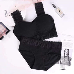 Youth Threaded Letter Print Student Bra Set JC