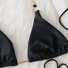 High-Waist Metal Accent Bikini-