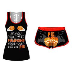 Trendy Halloween Pumpkin Print Set-