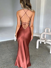Elegant Satin Bodycon Women Dress