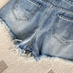 Beaded High-Waist Tassel Denim Shorts