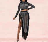 Elegant Iron Drill Mesh Perspective Party Dress.