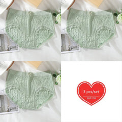 Seamless Lace Trim Cotton Briefs 3pcs