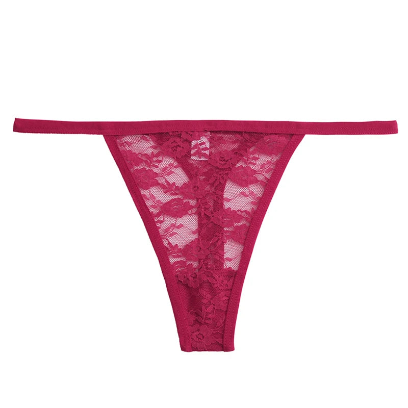Red lace thong on a white background