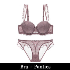 Chic Lace Embroidery Push Up Bra Underwear Lingerie