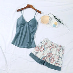 Floral Satin Nightgown Robe Set
