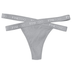 Gray thong with 'FINETOO' branding on a white background