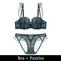 Chic Lace Embroidery Push Up Bra Underwear Lingerie
