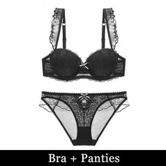 Chic Lace Embroidery Push Up Bra Underwear Lingerie