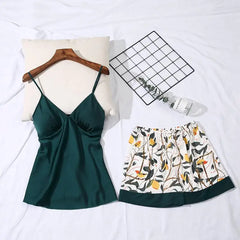 Floral Satin Nightgown Robe Set