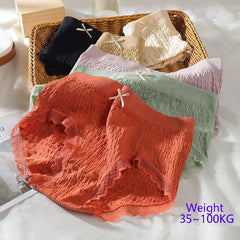 Seamless Lace Trim Cotton Briefs 3pcs