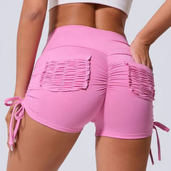 High-Waist Push-Up Workout Shorts with Pocket – Women's Gym & Yoga Leggings