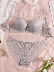 Floral Lace 6-Piece Push-Up Lingerie Set