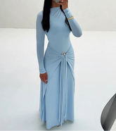 Elegant Ruched Long Sleeve Maxi