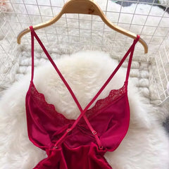 Seductive V-Neck Nightwear Set - Erotic Lingerie for Women