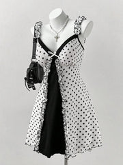 Women's Gingham V-Neck A-Line Knee-Length Dress