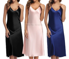 Satin Ruffled Spaghetti Strap Nightdress