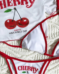 Cherry Print 3-Piece Bikini Set