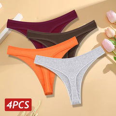 4-Piece Women's Low-Rise Thong Underwear Set