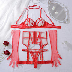 Cage Strap Garter Bra Set