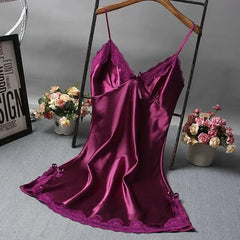 Lace Patchwork V-Neck Sleeveless Camisole Nightgown