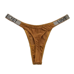 Rhinestone Low-Rise Fitness Thong