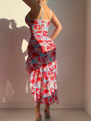 Floral Slit Satin Nightgown Elegance