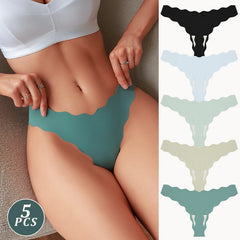 Teal thong being worn with a side panel showing color options on a neutral background.