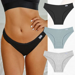Black and gray women's underwear with a person wearing black underwear.