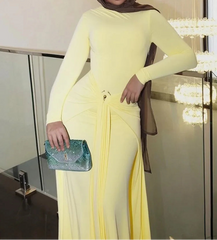 Elegant Ruched Long Sleeve Maxi