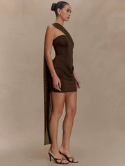 One Shoulder Backless Mini Dress