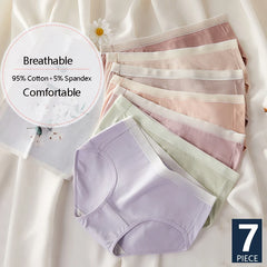 Solid Cotton Low-Rise Bow Briefs 7 Pack
