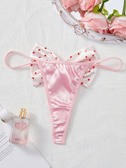 Women’s Kawaii Japanese Satin Thong – Pink Bow Lingerie Panties | Cute & Sexy Underwear