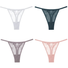 Women's Butterfly Mesh 4-Pack Thong Underwear