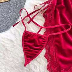 Seductive V-Neck Nightwear Set - Erotic Lingerie for Women