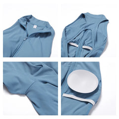 Women’s V-Back One-Piece Sports Jumpsuit with Zipper