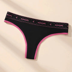 6-Piece Low Rise Letter Print G-Strings