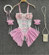 Sheer Lace Bow Bodysuit Women's Playsuit