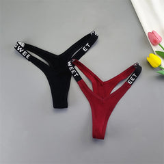 Ribbed Cotton V-Shape Letter Thong 2-Pack