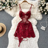 Ruffled Sheer Lace Camisole Dress