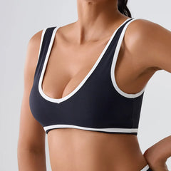 Women’s Push-Up Fitness Crop Bra – Splice Design Tank Top