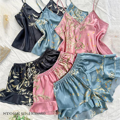 Plus Size Satin Floral Sleepwear