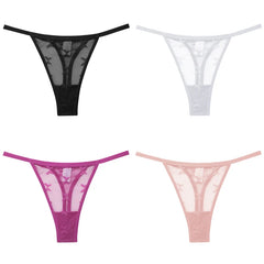 Women's Butterfly Mesh 4-Pack Thong Underwear