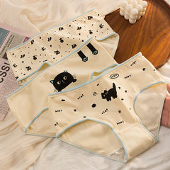 5Pcs/Set Cotton Women Girls Panties Mid Waist Briefs Fashion Print Ladies Underwear Soft Comfortable Triangle Female Lingerie