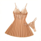 Champagne Floral Lace 2-Piece Chemise Set