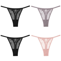 Women's Butterfly Mesh 4-Pack Thong Underwear