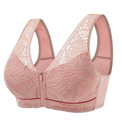 Leaf Lace Bra With Front Zipper