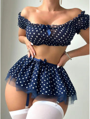 Sexy Polka Dot Mesh Lingerie Set